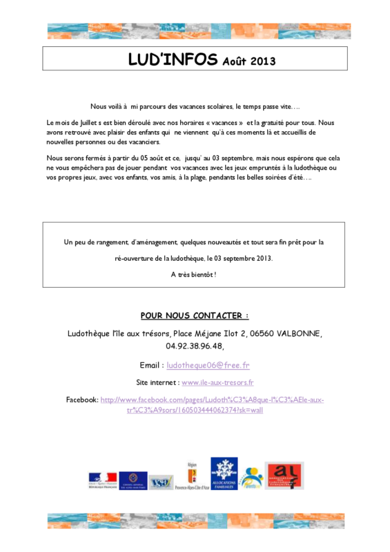 newsletter aout 2013
