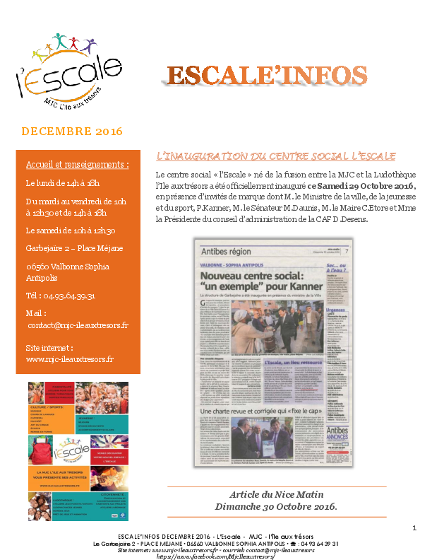 Escal’infos Décembre 2016