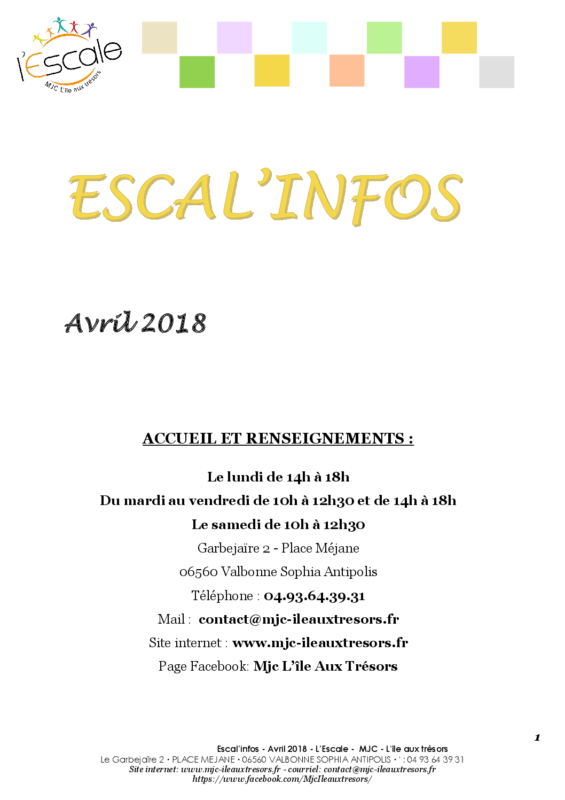 Escal’infos Avril 2018