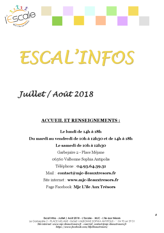 Escal’infos Juillet/Août 2018