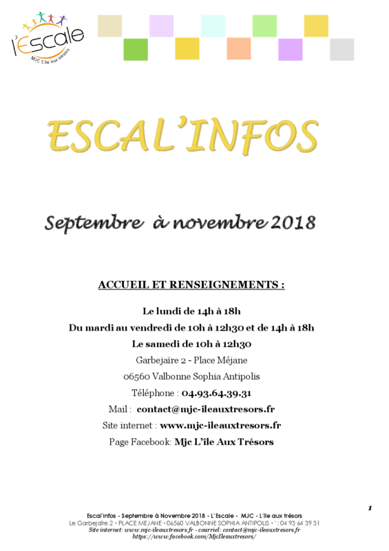 Escal’infos Septembre/octobre/novembre 2018