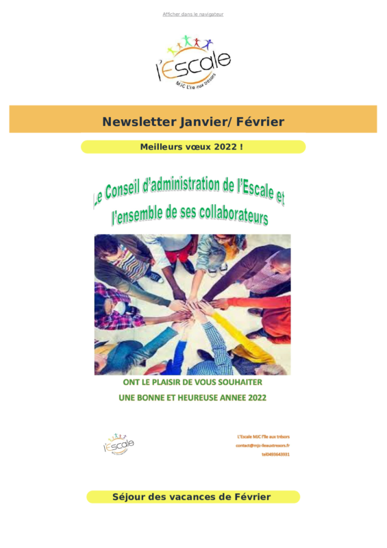 Newsletter de Janvier et Fevrier