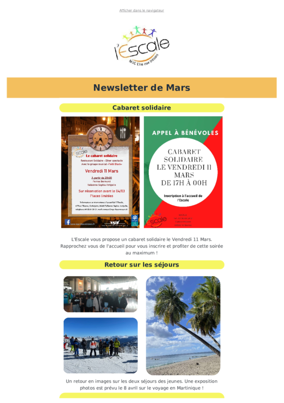 Newsletter de Mars